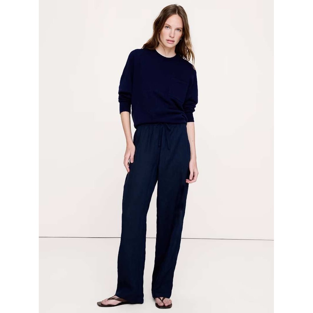Banana Republic Linen Pants Navy Blue Size XL New With Tags
